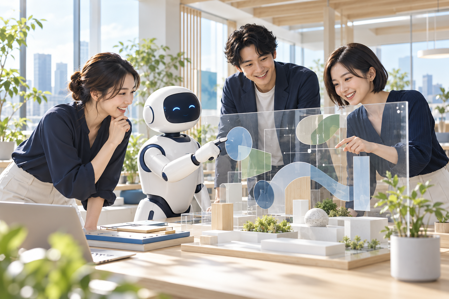 新しいアイデアを、一緒に。 AIオフィスのコンセプト作品